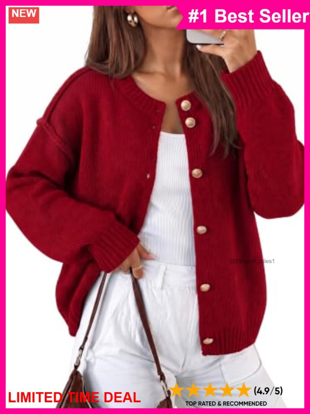 Women's Chunky Oversized Ribbed Knit Button Up Cardigan Long Sleeve
